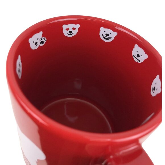 Coca Cola Polar Bear Red White Coffee Mug Cup with Emojis on inside rim 14 oz - Picture 7 of 13